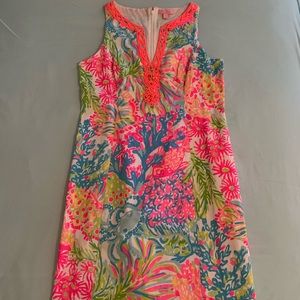 Lilly Pulitzer Ryder Shift Dress Lovers Coral Sz 8